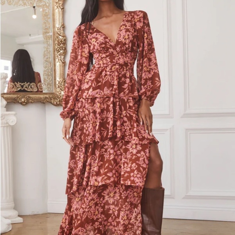 NWT ASTR THE LABEL Anora floral tiered dress sz. L